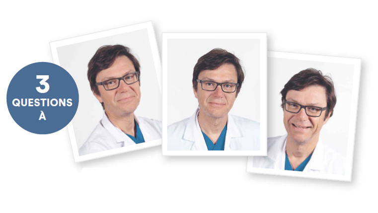 3 photos portrait de Thomas Wolfensberger, Directeur médical, Chef de service qui nous parle de l'ophtalmologie du futur