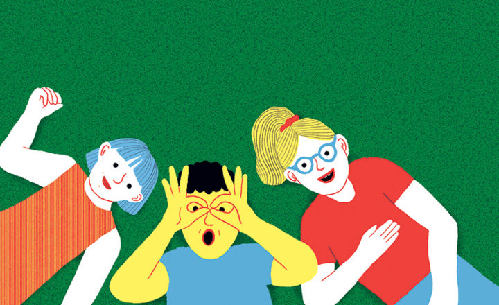 Illustration 3 enfants couchés dans l'herbe