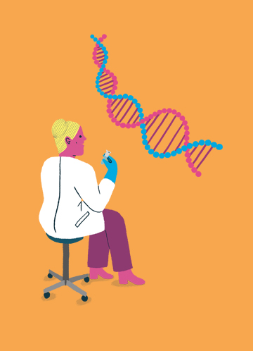 Illustration d'une chercheuse et ADN