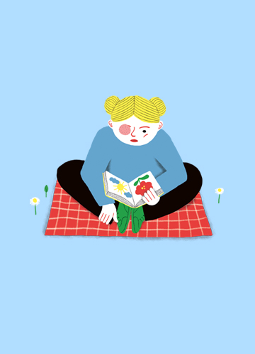 Illustration fille qui lit un livre