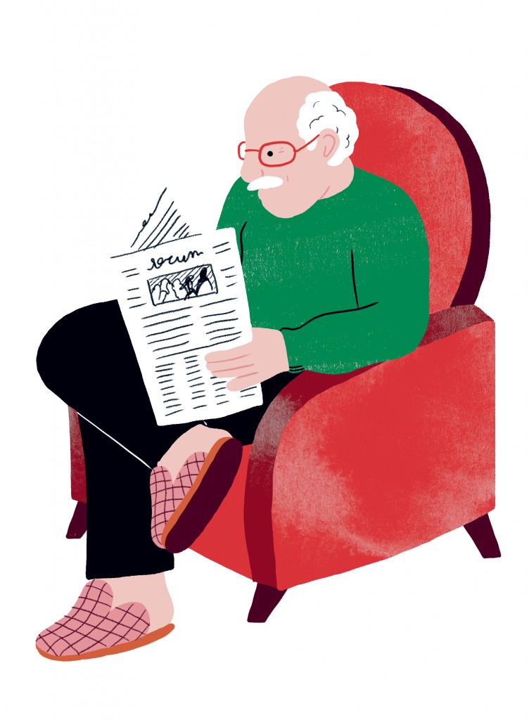 Illustration d'une personne âgée qui lit le journal