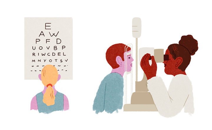 Illustration d'une consultation chez l'ophtalmologue