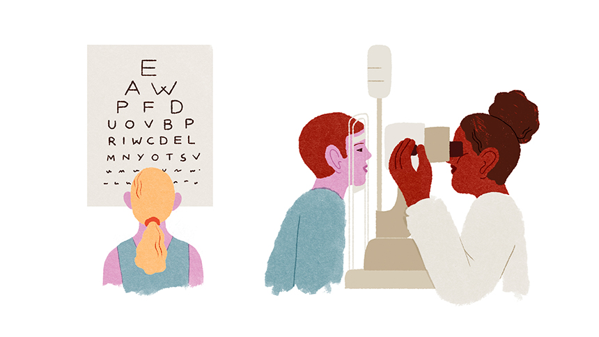 Illustration d'une consultation chez l'ophtalmologue