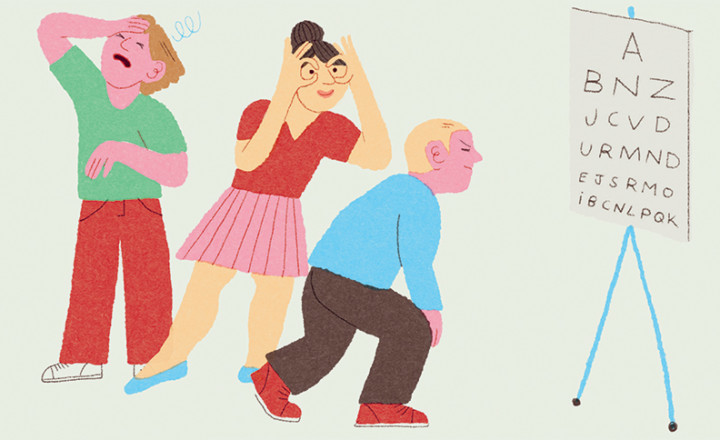 Illustration d'enfants qui testent leur vision