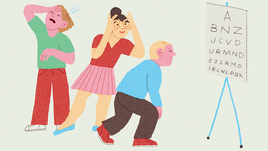 Illustration d'enfants qui testent leur vision