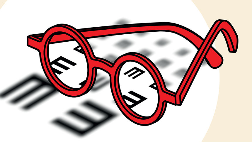 Illustration d'une paire de lunettes avec des verres correcteurs.
