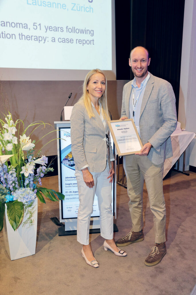 Le Dr Gabriel Verdon reçoit le prix du 
meilleur poster «case report» au congrès 
de la SSO.